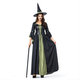 Women Halloween Party Witch Role-playing Female Evil Witch Stage Cosplay Costumes Long Fancy Dress - INSWEAR